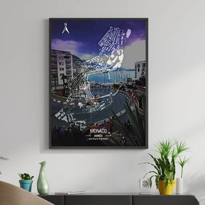 Tela luminosa a LED – Mappa del circuito di Monaco F1 / Decorazione murale luminosa da gara / Quadro luminoso di Formula 1 / Regalo per sport motoristici / Decorazione moderna da corsa