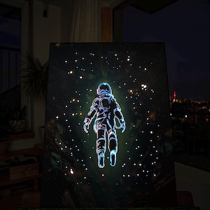 Astronaut LED-LICHT Leinwand leuchten leuchtende Wandkunst Galaxy Weltraum Kunst beleuchtet Spaceman NASA Einzigartige Nachtlichtdekoration
