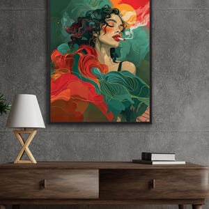 Light Canvas - Abstract Girl, LED Painting Wall Art, Unique Light Painting, Latin Wall Art, Illuminated Home Decor, Vibrant Canvas Wall Art