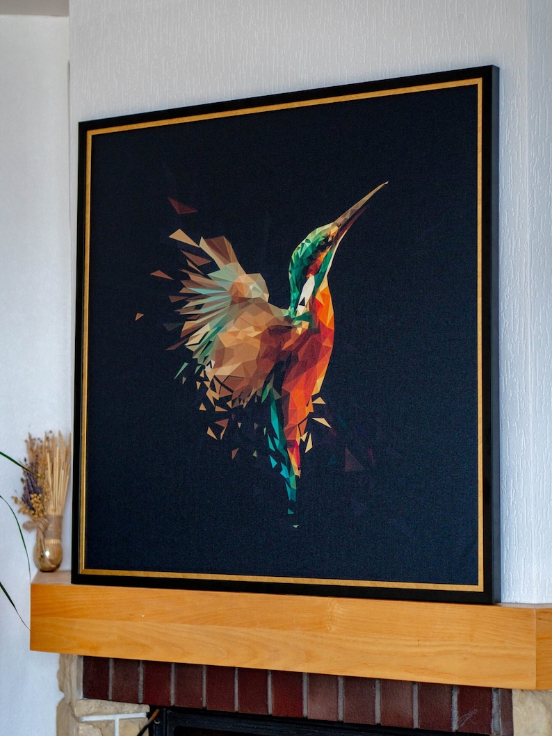 Fractal painting of kingfisher bird