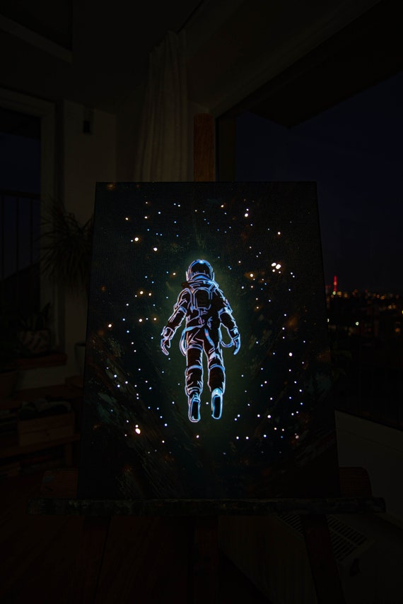 Astronaut LED LIGHT Canvas Light up Luminous Wall Art Galaxy Outer