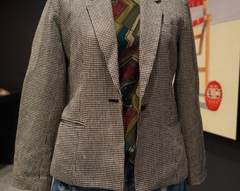 Vintage Saks Fifth Avenue Houndstooth Wool Blazer