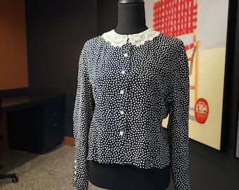 Vintage Ann Taylor Polka Dot long sleeve blouse