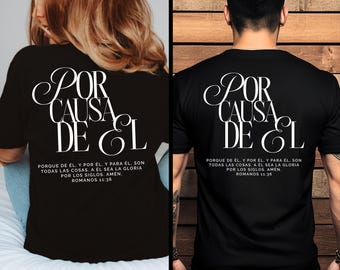 Por causa de Él PNG SVG, Christian Streetwear Sublimation, Vintage Men Bible Shirt PNG, Christian Dad Hoodie png, Commercial Uselogo spanish