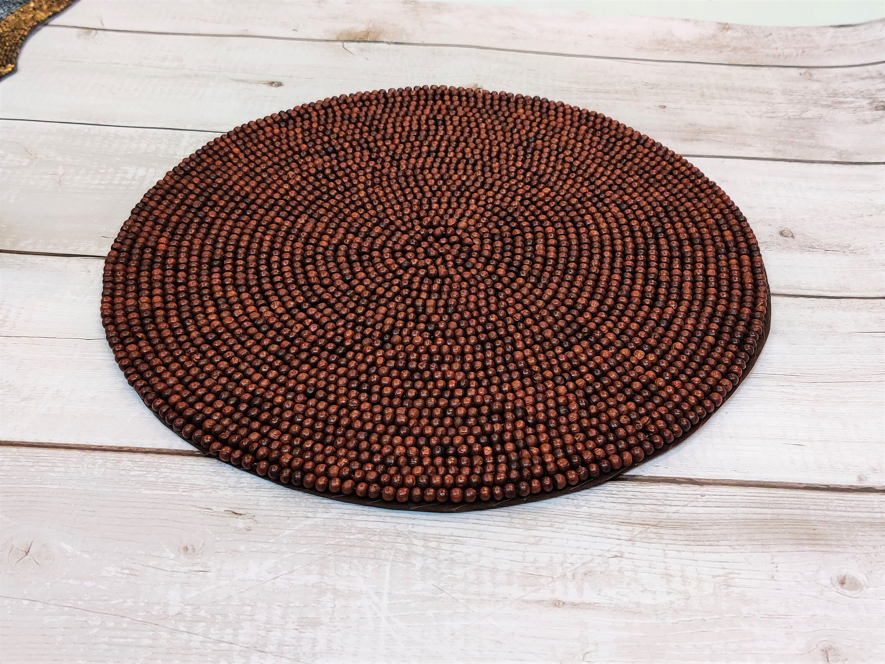 Handmade beaded round placemats luxury table mats wooden Etsy