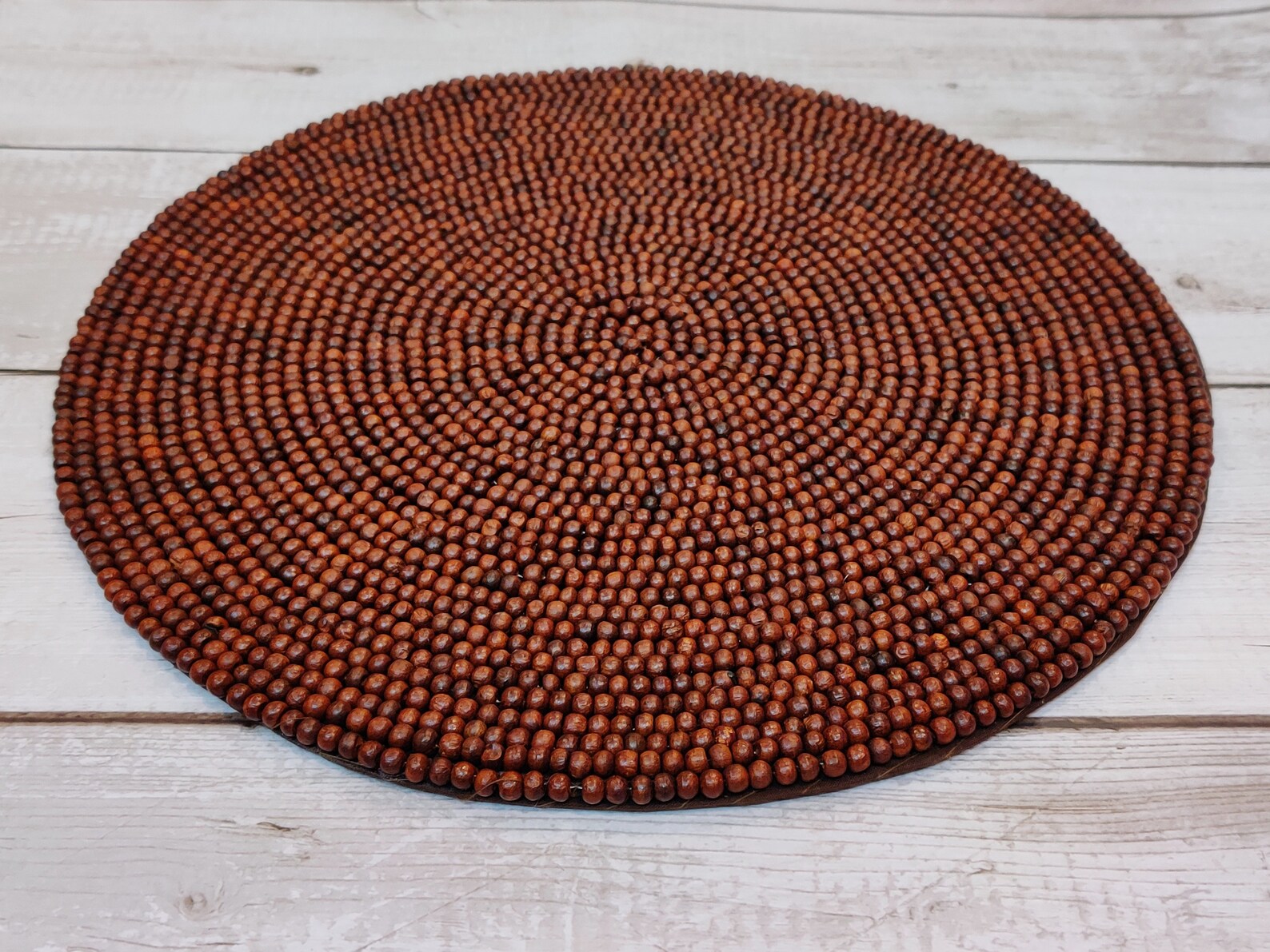 Handmade beaded round placemats luxury table mats wooden Etsy