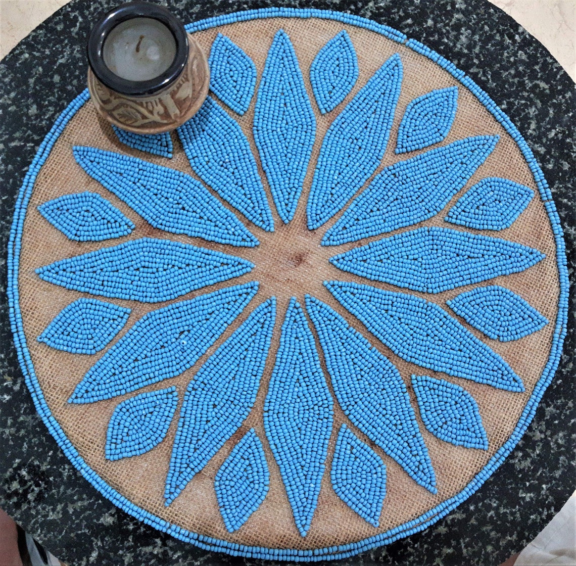 Handmade beaded round placemats luxury table mats elegant Etsy