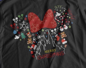 Mouse Head Shirt, Christmas Couple Sweatshirt, Christmas Gift, Snowmen, Snowflake, Santa Hat, Reindeer, Castle