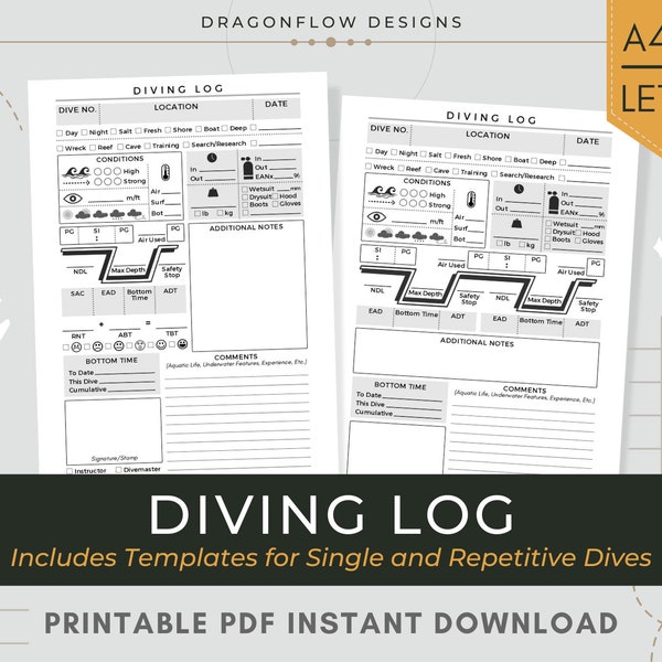 Printable Dive Logbook Etsy