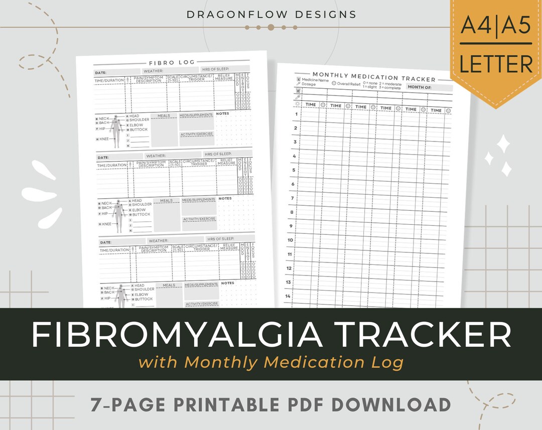 Fibromyalgia Journal Printable Template Fibro Pain Tracker PDF Download