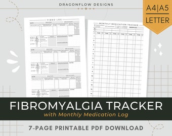 Fibromyalgia Journal Printable Template | Fibro Pain Tracker PDF Download | Chronic FMS Symptom Diary with Medication & Doctor Visit Log