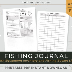 Fishing Journal PDF Printable Download | Log Trip Details, Conditions, Fish Caught | Angling Tracker with Equipment Inventory & Bucket List