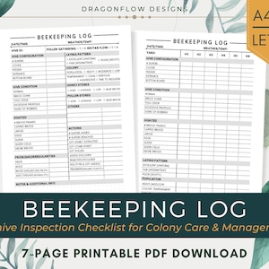 Beekeeping Log Printable Download | Beehive Inspection Checklist, Beekeeper's Journal | Apiary Record Sheet, Apiarist's Logbook PDF Template