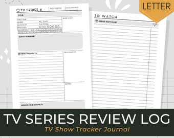 TV Series Review Log Printable Download | Television Show Critic Journal PDF Template | Episode Tracker for Drama Enthusiasts & Avid Viewers
