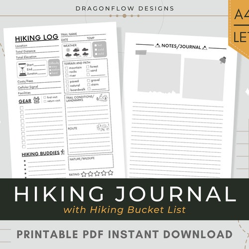 Printable Hiking Journal Hiking Trail Log Instant Download Etsy