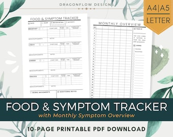 Food & Symptom Tracker PDF Printable | Food Sensitivity, Intolerance, Allergy, IBD Journal Template | Record Daily Meals and Bowel Movements