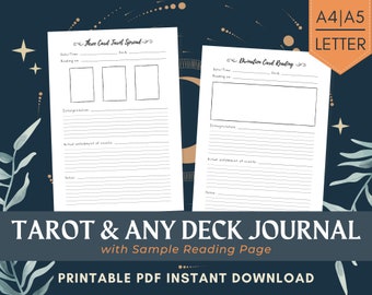 Tarot Journal Printable PDF Download | Lenormand & Oracle Spreads | Tarot Diary and Divination Reading Tracker
