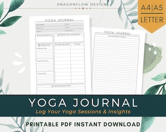 Yoga Journal Printable PDF Download | Mindfulness Log Tracker | Record Your Sessions, Poses Practiced, Reflections, Insights & Discoveries