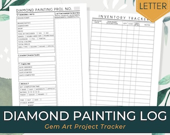 Diamond Painting Log Printable Download | Record Design Details, Project Information & Other Notes | Paint by Code Gem Art Tracker Template