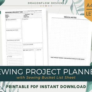 Sewing Project Planner PDF Printable | Sewing Journal Digital File Download | Sewing Organizer Worksheet for Sewers, Tailors & Dressmakers