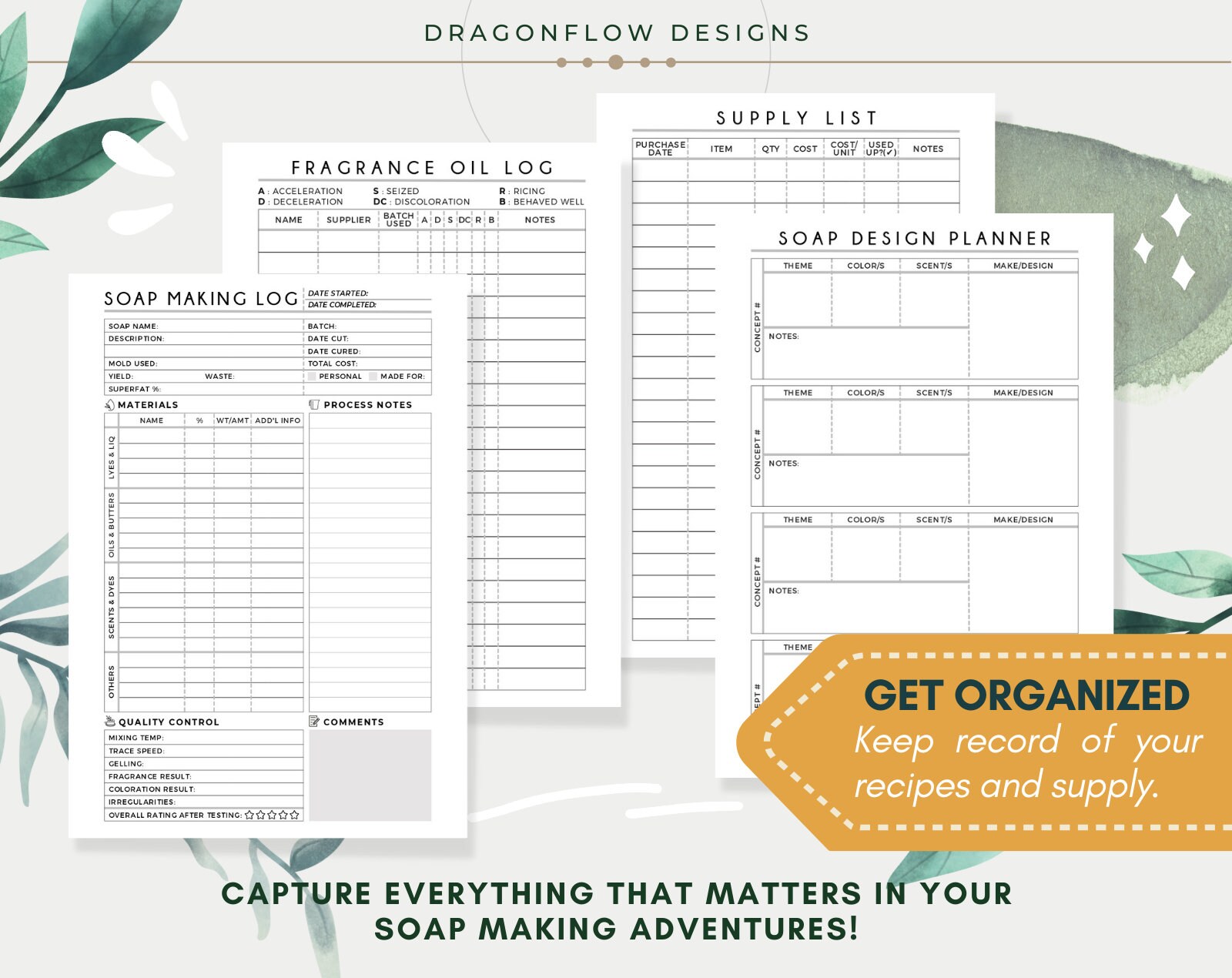 Soap Making Planner Bundle Template Printable | Soaper Business Logbook ...