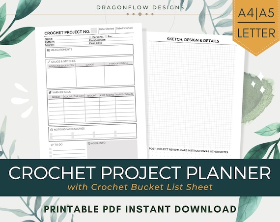 Crochet Project Planner PDF Printable Download Crochet | Etsy