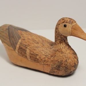Vintage Handmade Corn Husk Duck Decoy Decor