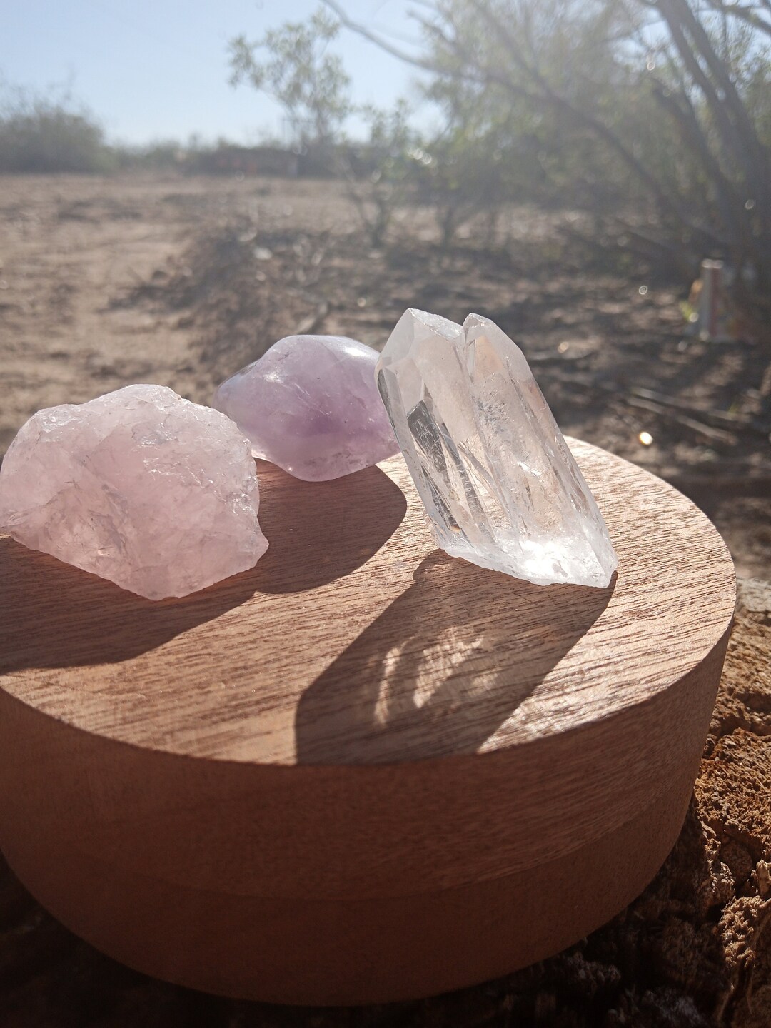 Set of 3 Healing Crystals quartz Amethyst Rose Quartz Etsy
