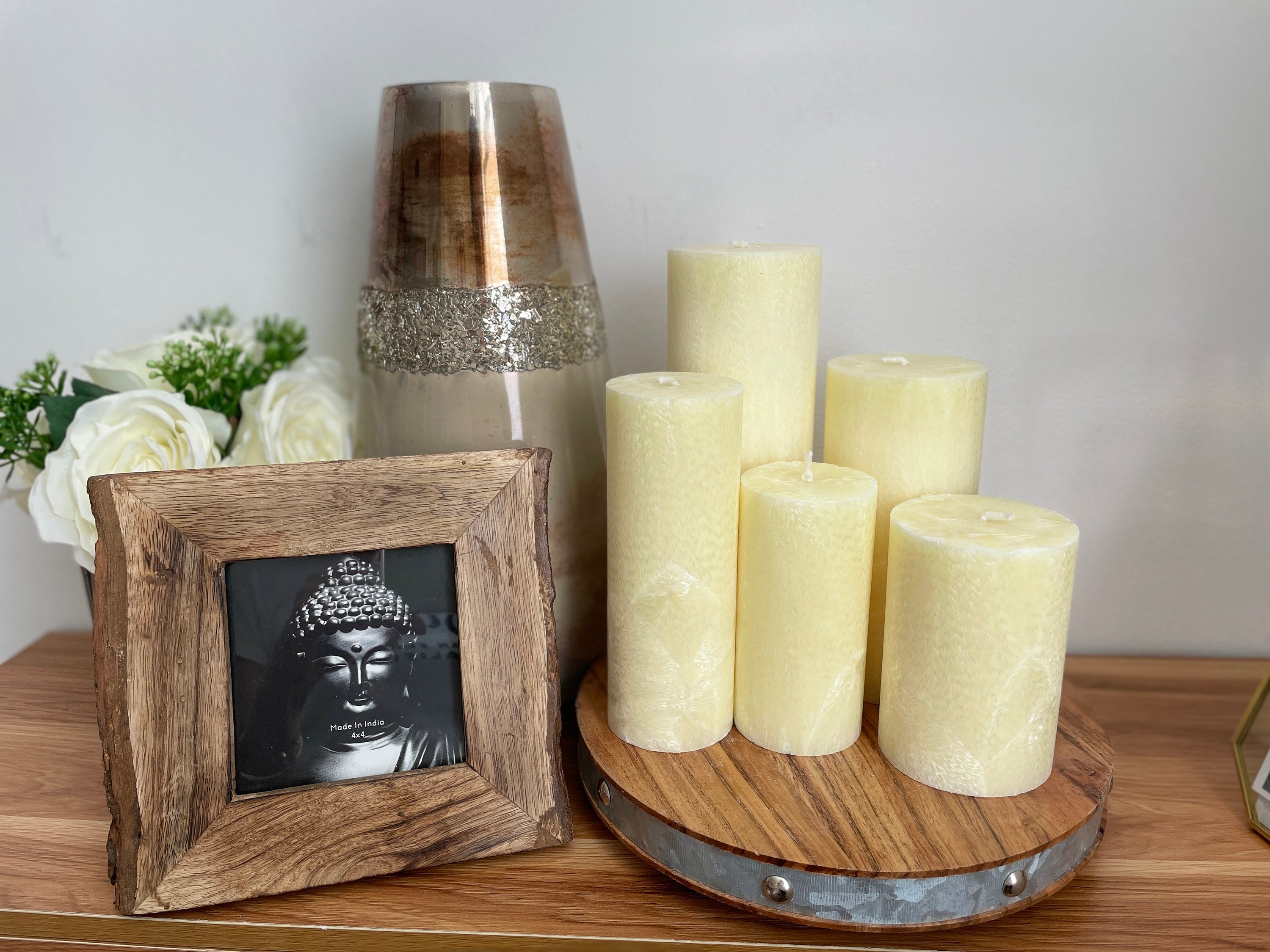 Palm Wax Pillar Candles Set Etsy
