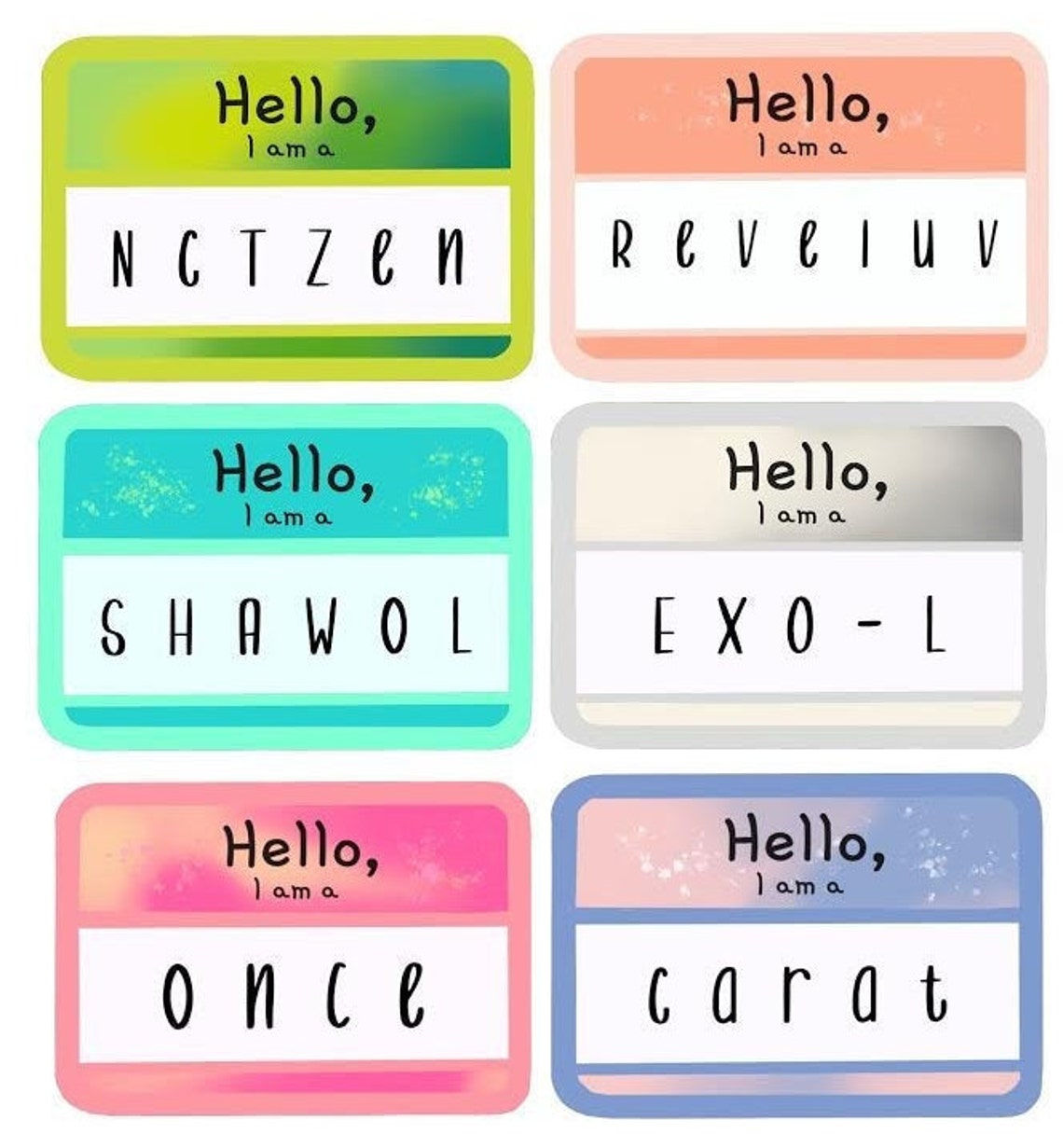 Kpop Fandom Name Tag Stickers: BTS NCT EXO Seventeen Blackpink | Etsy