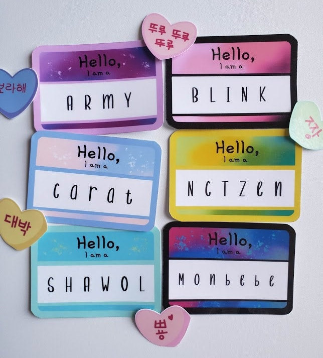 Kpop Fandom Name Tag Stickers: BTS NCT EXO Seventeen Blackpink | Etsy