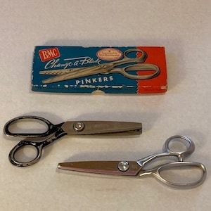 Vintage Pinking Shears Scissors for Crafting Zigzag Cutting Lot of 2 BMC Made in USA, Japan