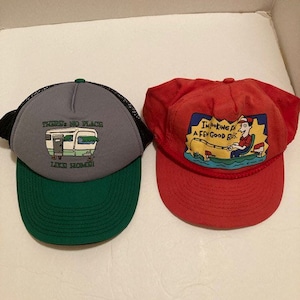 Vintage Lot of 2 Men’s SnapBack Hats-Fishing & Camping