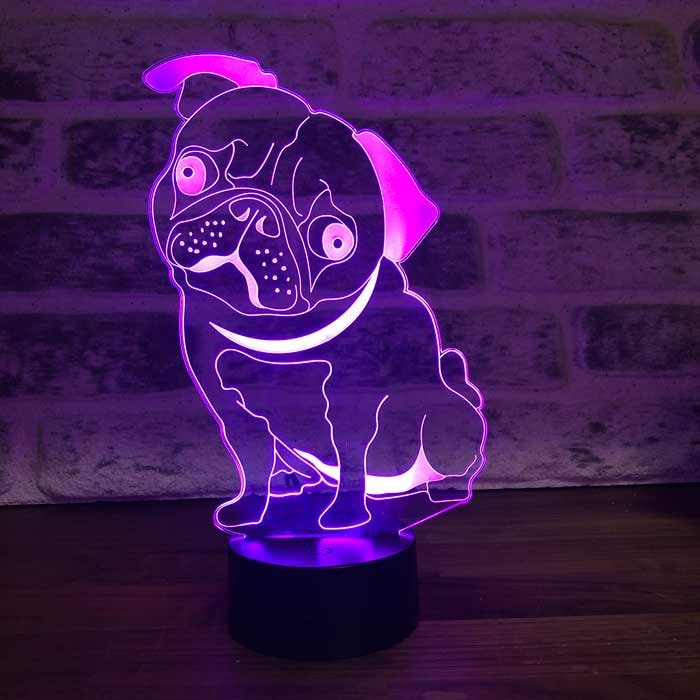 Pug Dog Lamp. Optical Illusion. Modern Night Light. Desk Lamp. Etsy