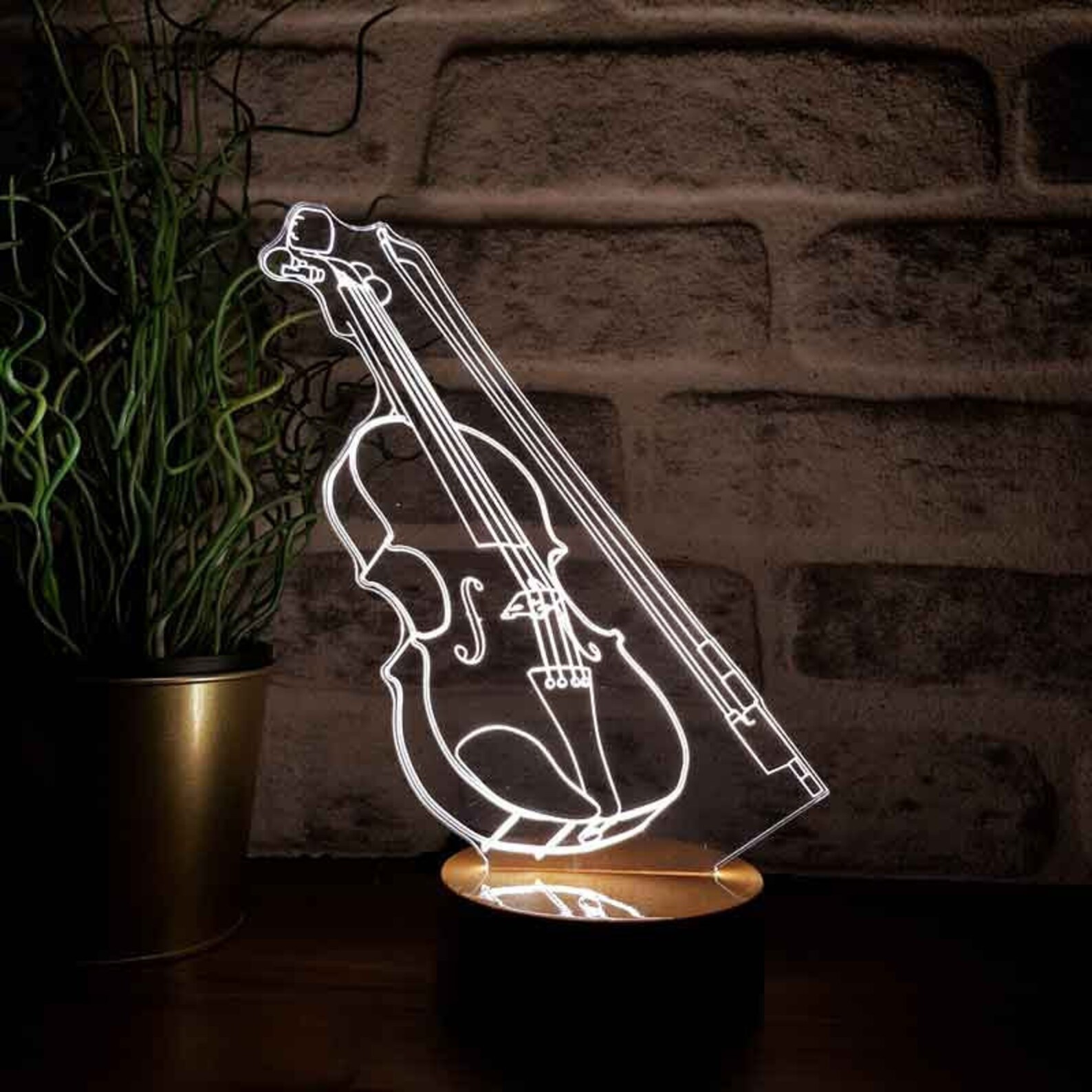3D Violin Led Night Light. Optical Illusion. Modern Night Etsy