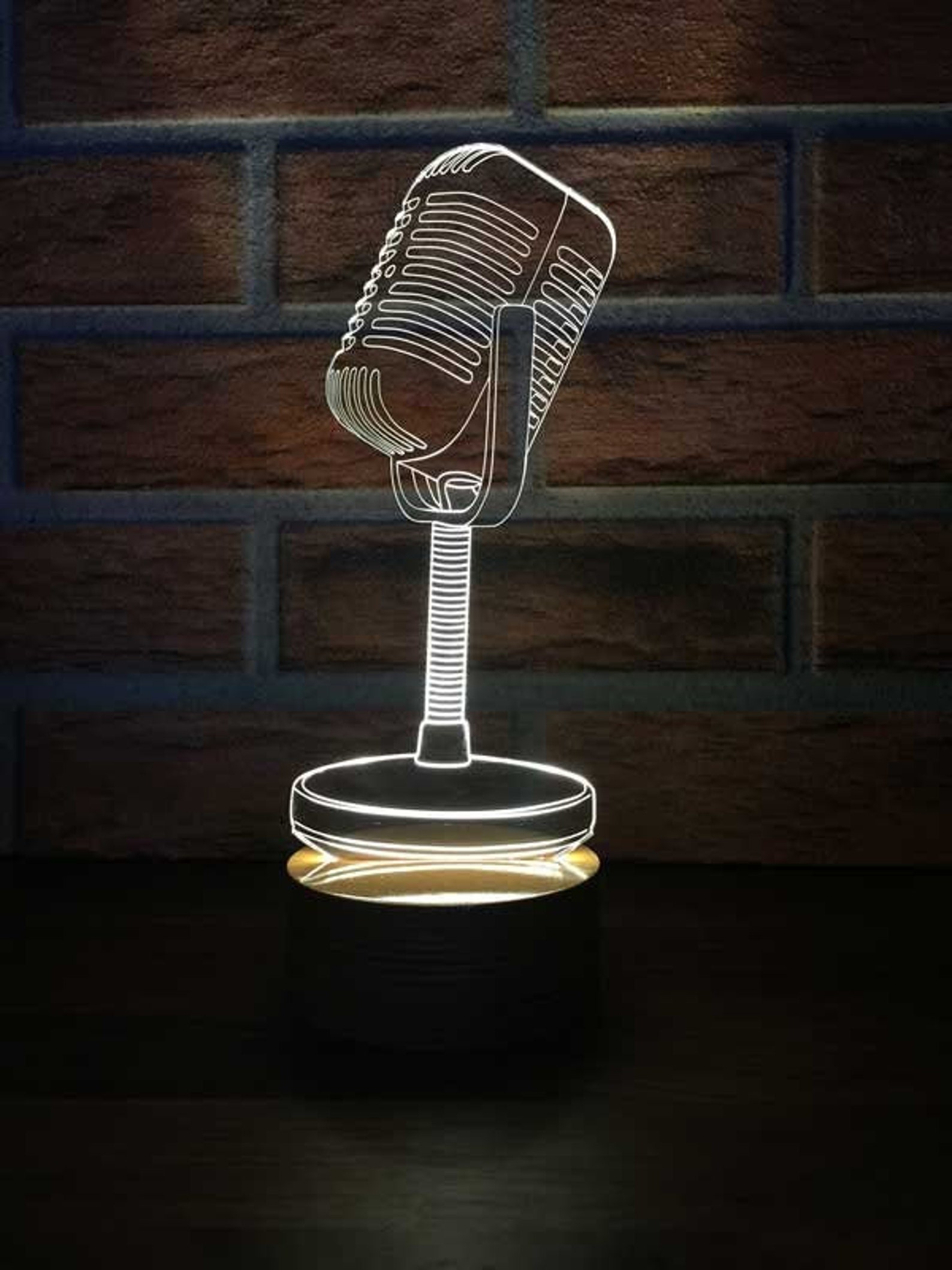 3D Microphone Led Table Lamp. Optical Illusion. Modern Night Etsy