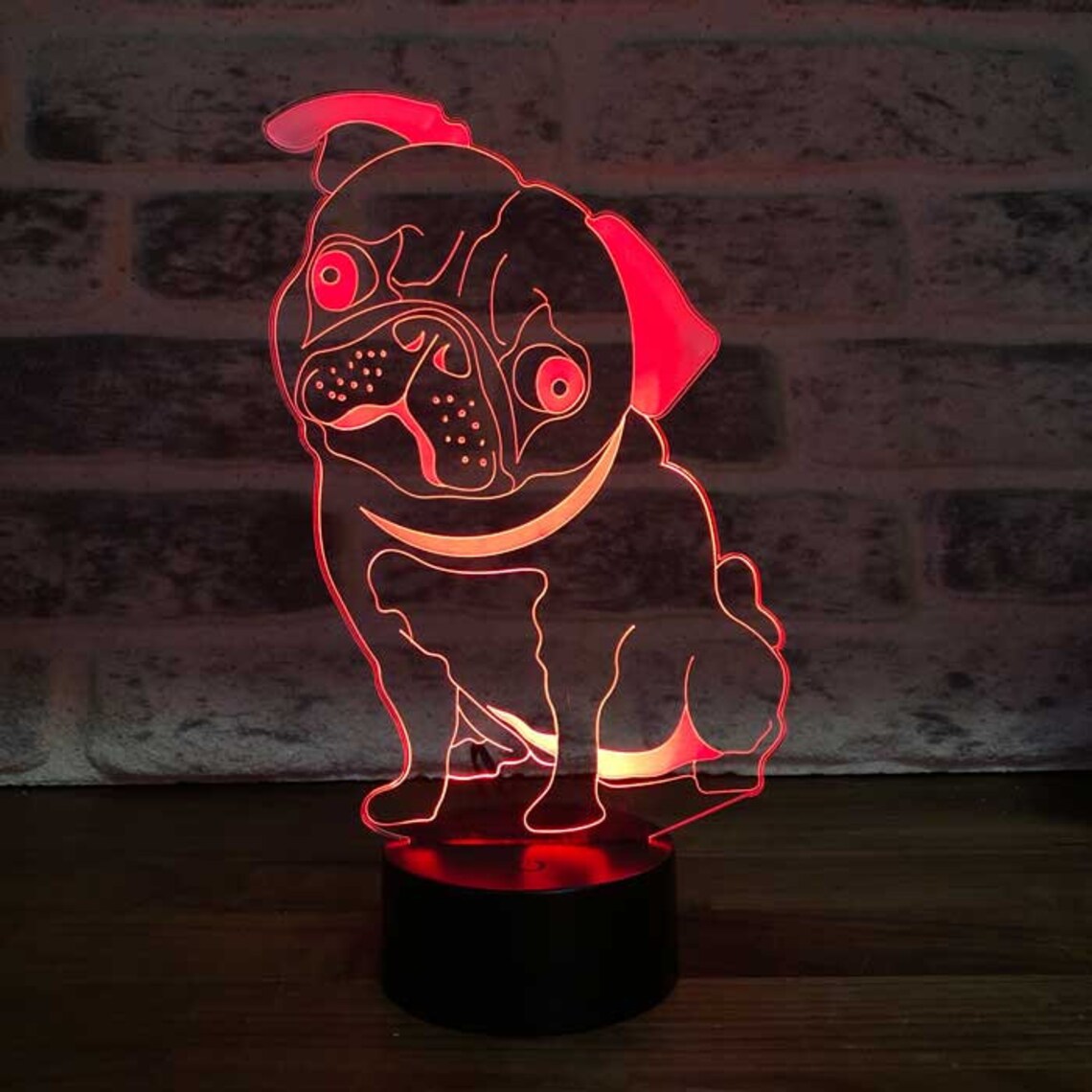Pug Dog Lamp. Optical Illusion. Modern Night Light. Desk Lamp. Etsy