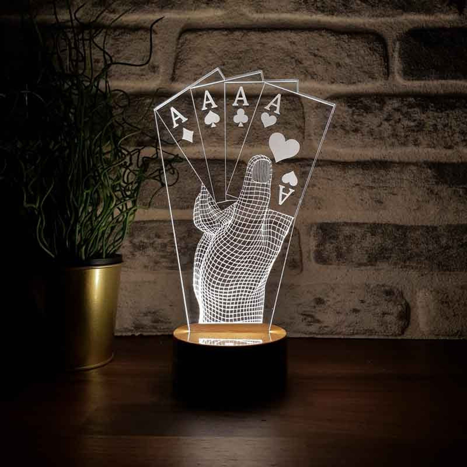 Poker Led Table Lamp Design. Optical Illusion. Modern Night Etsy