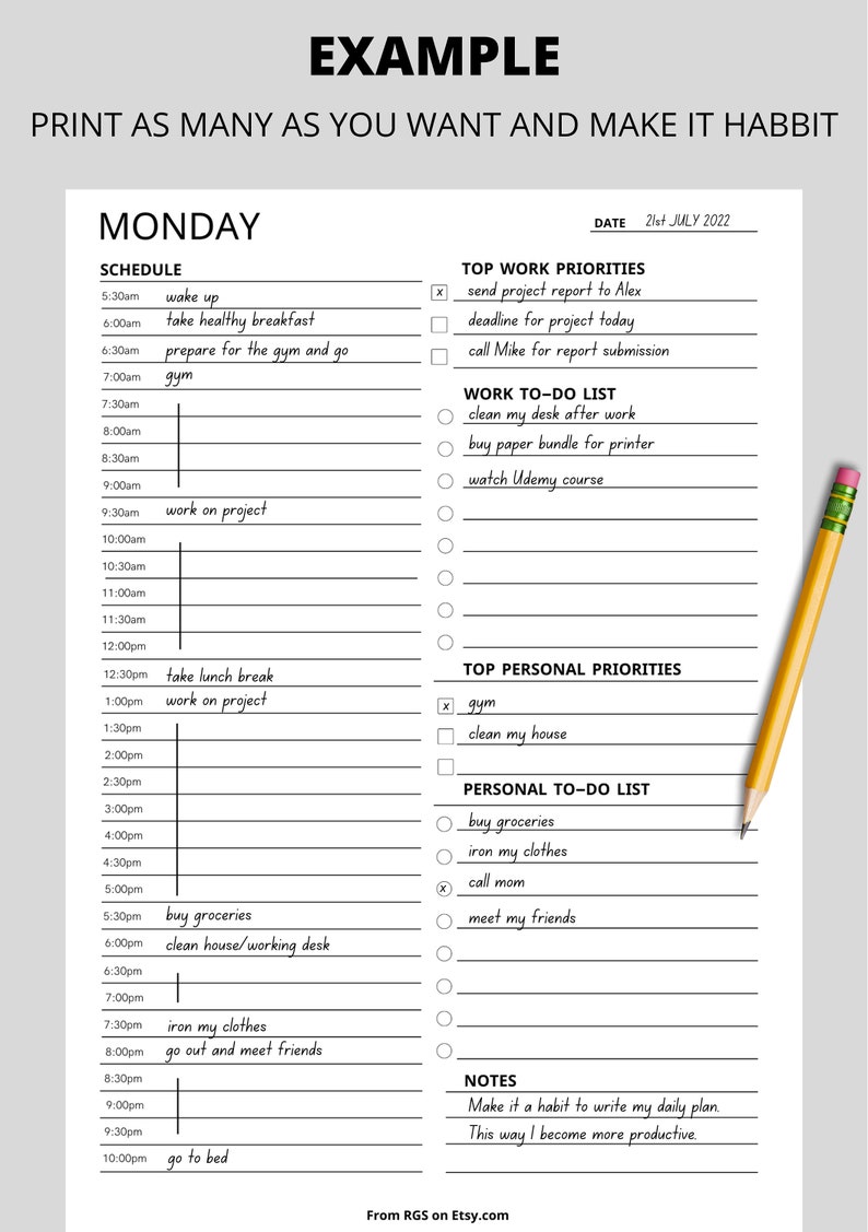 Work From Home Planner 2023 Daily Printable Planner Work From Etsy