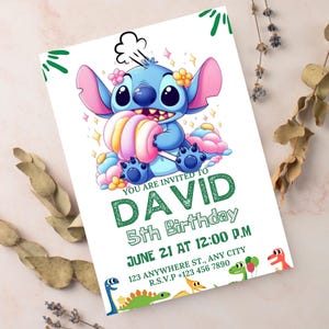 Editable Stitch Birthday Invitation, Printable Stitch Invite, Stitch Birthday Invitation, Stitch Party Invite, Stitch Kids Birthday Invite
