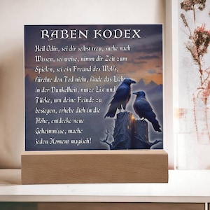 Raven Code with Munin and Hugin, Nordic runes, Nordic mythology art, Nordic raven code LED acrylic lamp
