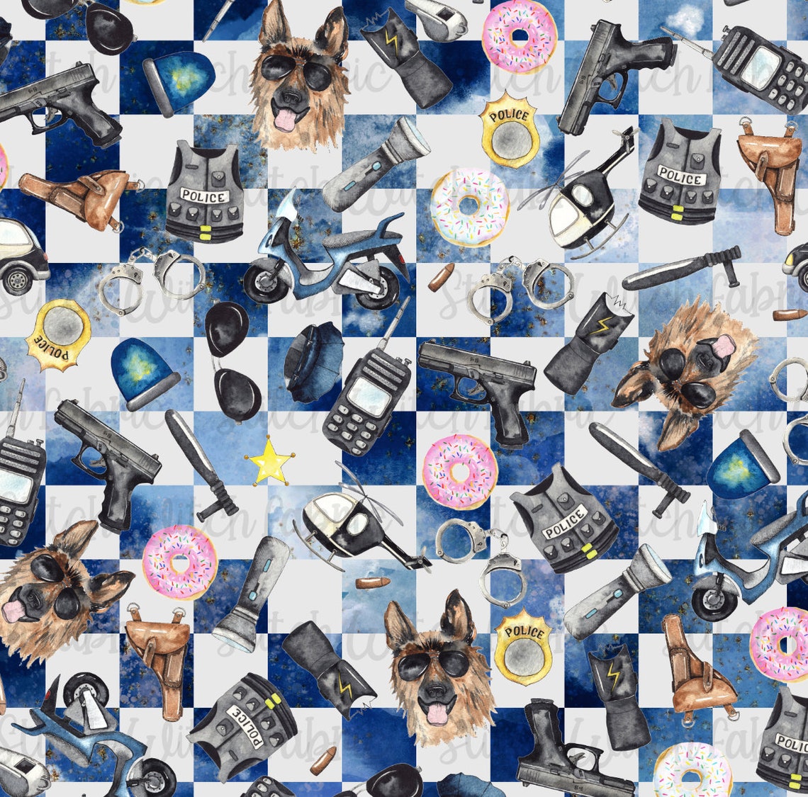 Cop fabric Police Fabric custom fabric fabric by the yard Etsy