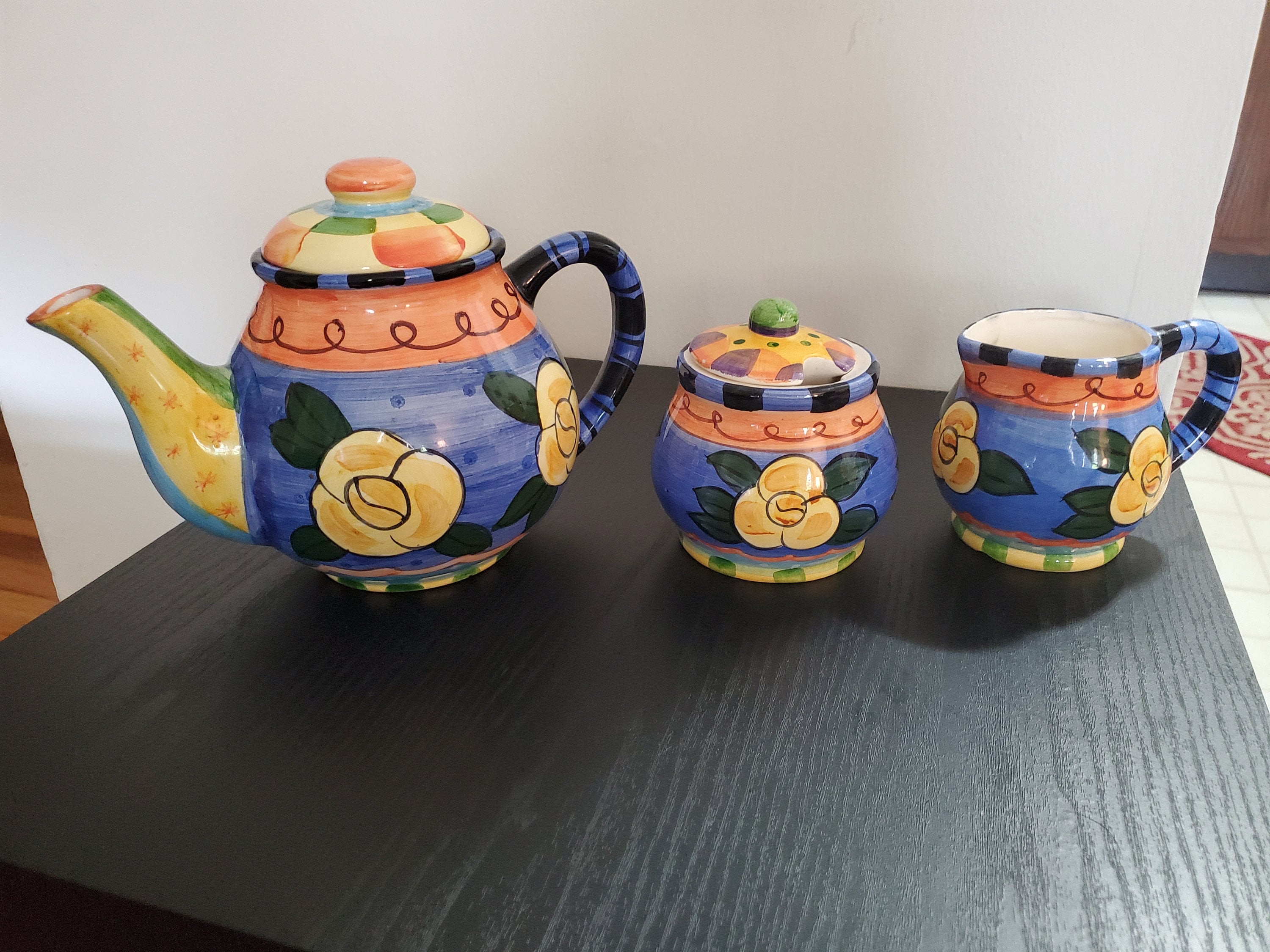 Milson & Louis HandPainted ceramic Teapot Set Etsy