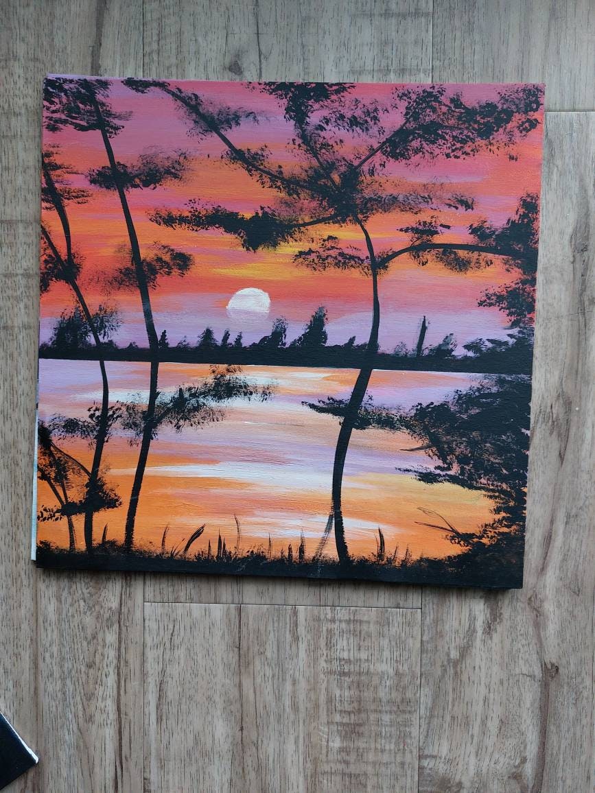 Fall Sunset Acrylic Painting - Etsy