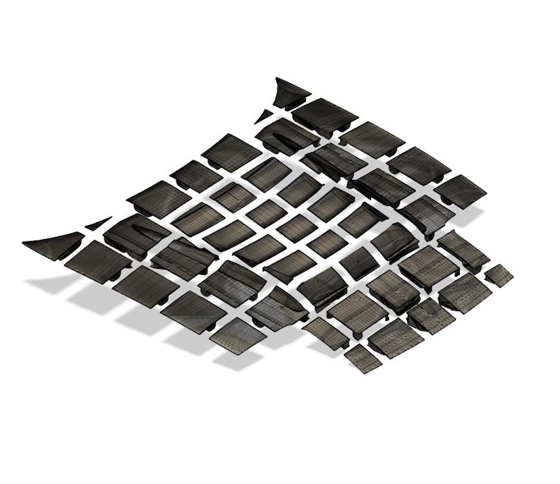 K&ouml;nnte beinhalten: Ein abstraktes Design in Schwarzwei&szlig;, das aus sich &uuml;berlappenden Quadraten besteht. Die Quadrate sind in einem Raster angeordnet und leicht gegeneinander versetzt. Das Design erinnert an einen gewebten Stoff oder ein modernes Kunstwerk.