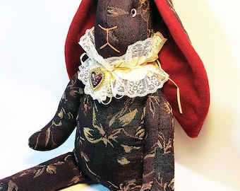 Muñeca de conejito gótico victoriano: Animal de peluche hecho a mano