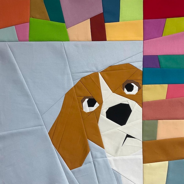 Corner Beagle Foundation Paper Pieced PDF Hund Quilt Pattern