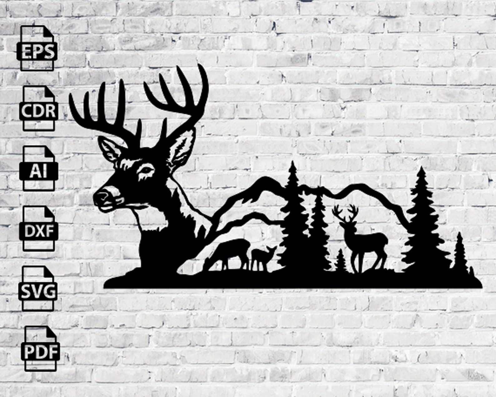 Deer Design laser cut svg dxf files wall sticker engraving Etsy