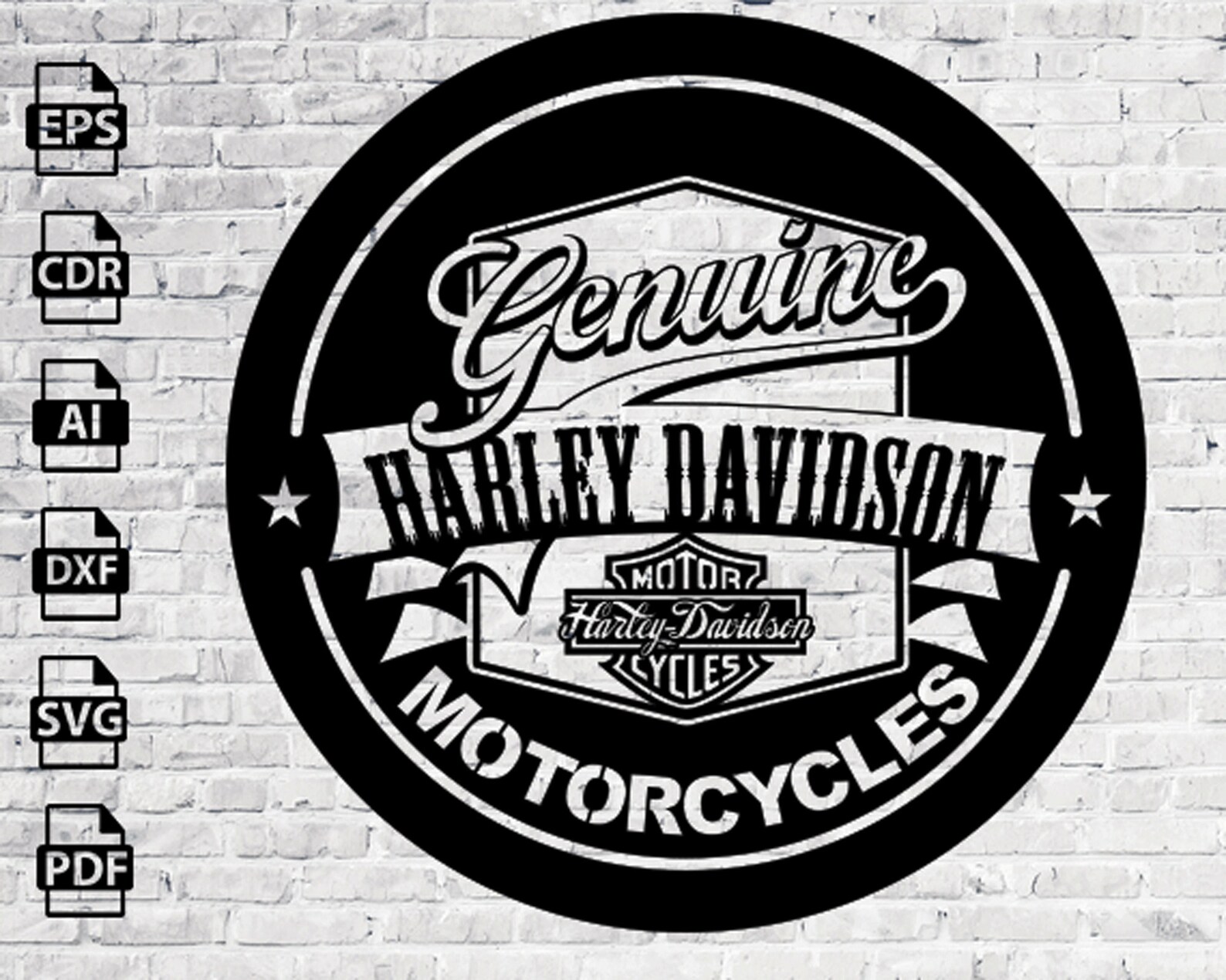 Harley Davidson Motorcycle Laser Cut Dxf Files Wall Sticker Etsy