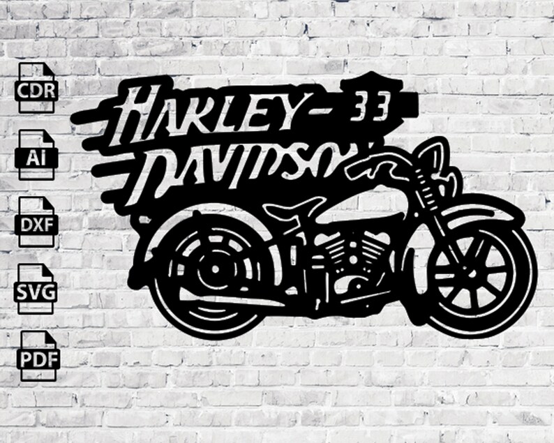 Harley Davidson Motorcycle Laser Cut Dxf Files Wall Sticker Etsy Ireland